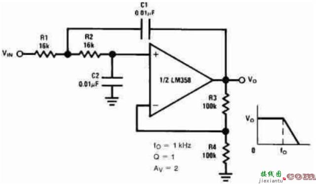 二路通用运算放大器LM358组成的24个经典电路  第4张