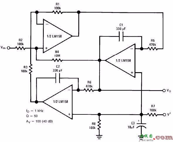 二路通用运算放大器LM358组成的24个经典电路  第7张