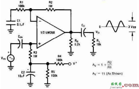 二路通用运算放大器LM358组成的24个经典电路  第20张
