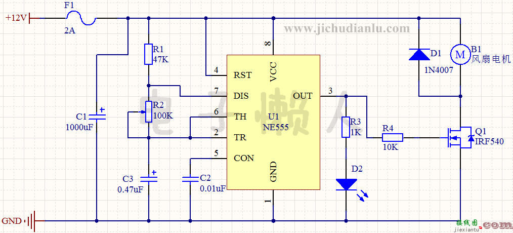 12V风扇转速控制电路的效果图演示_基础硬件电路图讲解  第1张