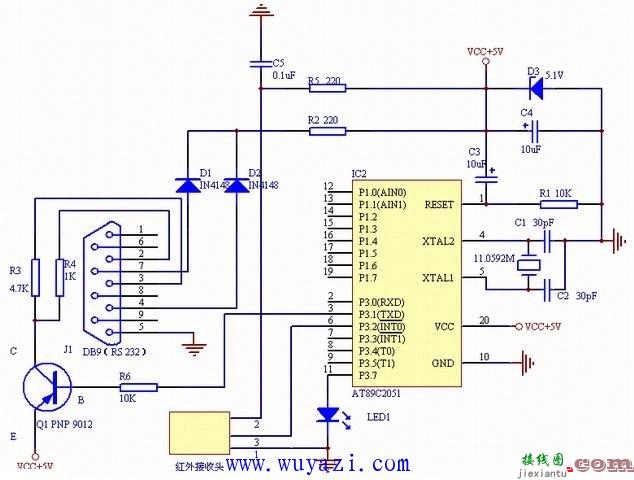 2051单片机电脑遥控器电路图  第1张