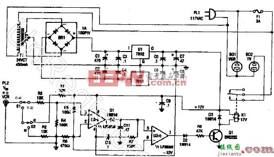 VCR TV通 断控制电路图  第1张