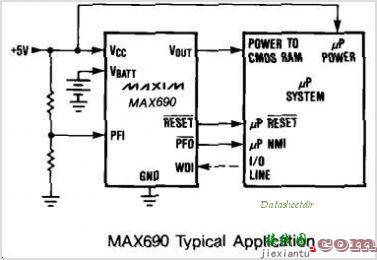 MAX692/MAX690/MAX694看门狗电路图  第1张