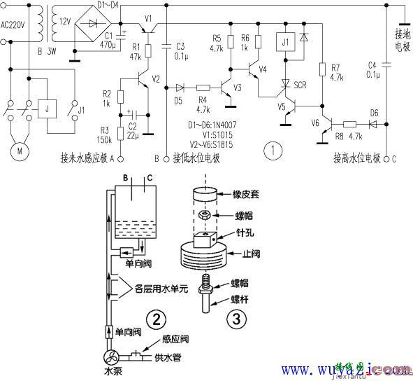 全自动增压蓄水系统电路图  第1张