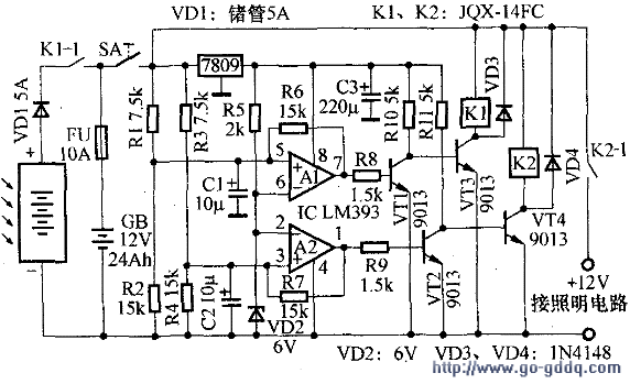 太阳能楼道自控式照明电路图  第1张