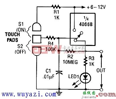 采用CD4066B的自锁式触摸开关  第1张