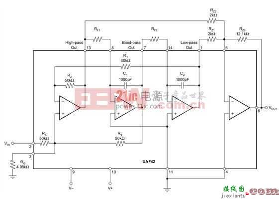 基于集成化的二阶滤波器UAF42设计50Hz陷波器  第1张