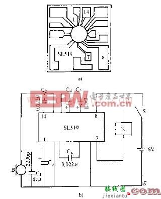 SL517声控集成电路的典型应用电路  第1张