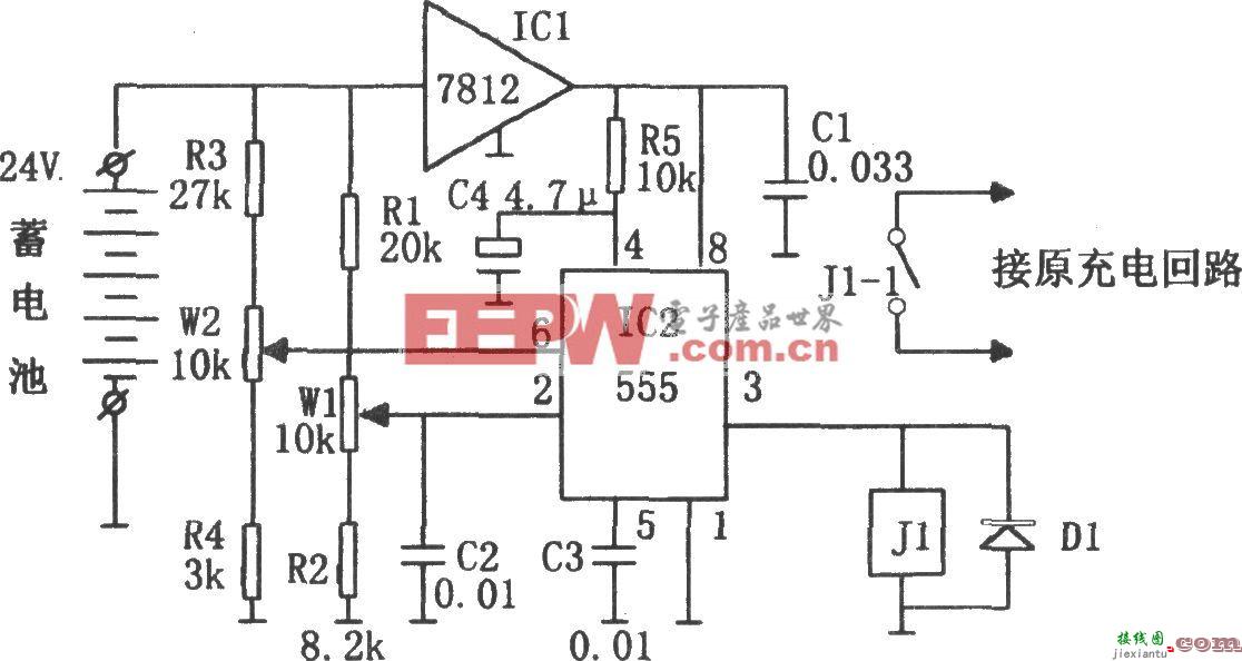 555构成的不间断电源蓄电池电压监控器  第1张