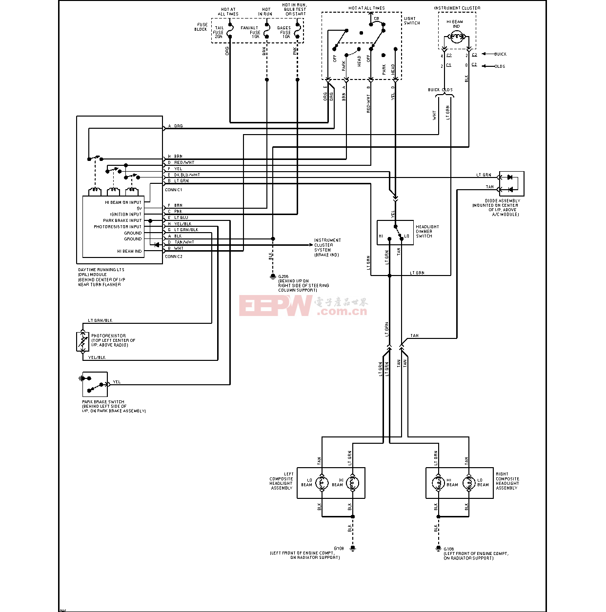 大灯电路图（带DRL）1  第1张