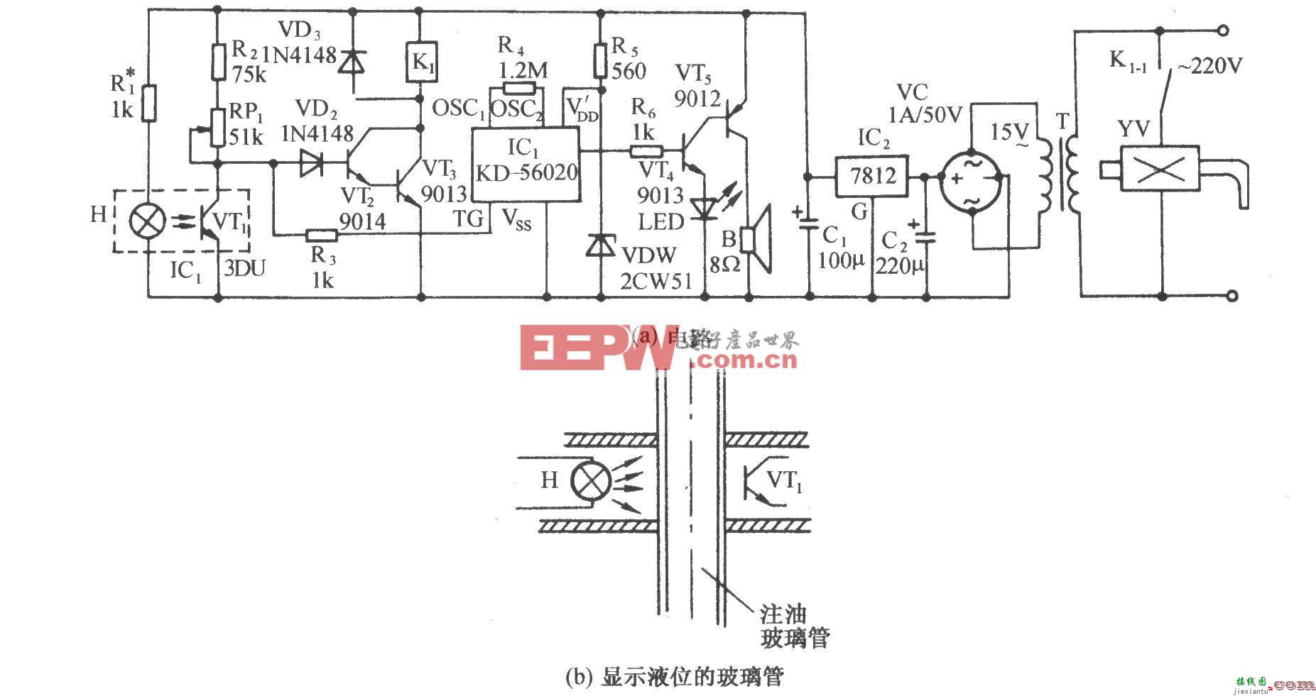 油箱注油液位自动控制伴蛙鸣发声电路  第1张
