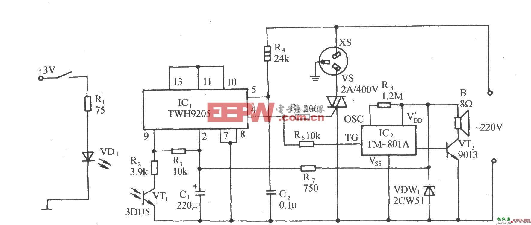 用TWH9205的光电耦合型过零控制插座电路  第1张