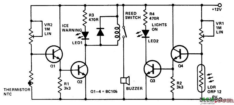 结冰警报和灯提醒电路  第1张