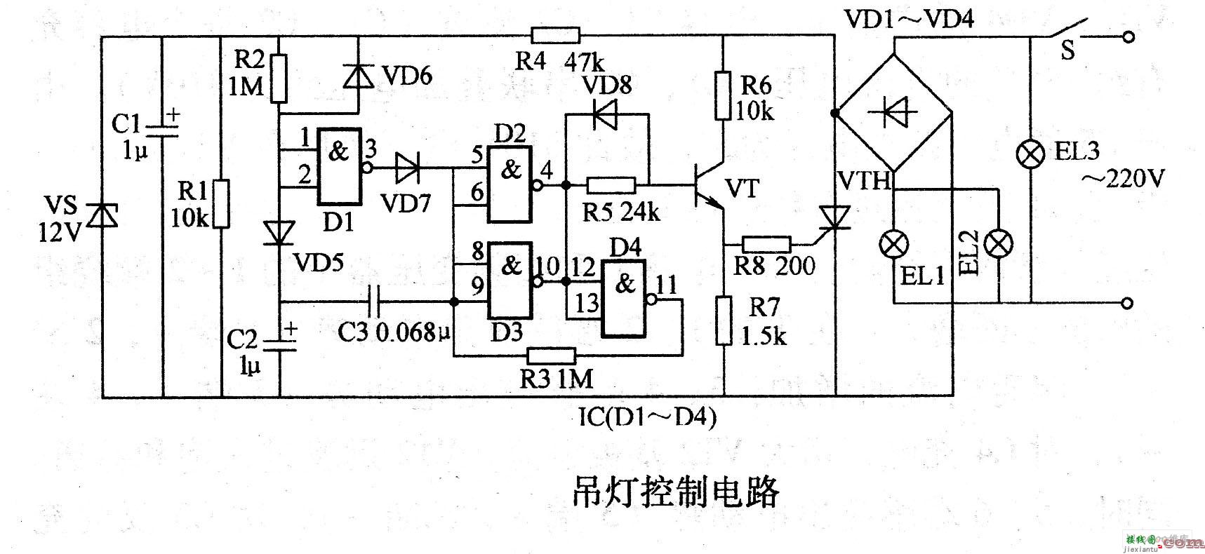 吊灯控制电路  第1张