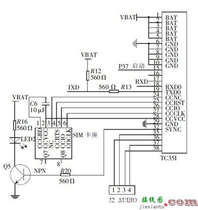 TC35I与微控制器的连接电路图  第1张