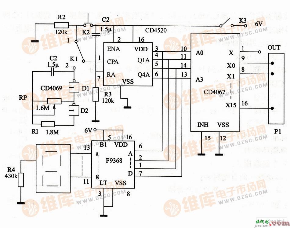 显数16通道自动巡检电路图  第1张