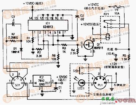 汽车电源控制器(汽车附件)电路  第1张