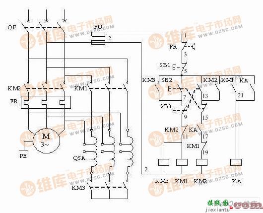 鼠笼式电动机自耦降压启动手动控制电路图  第1张