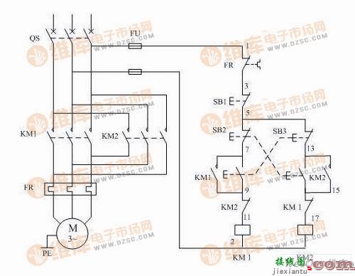 正反转按钮连锁互锁电路图  第1张