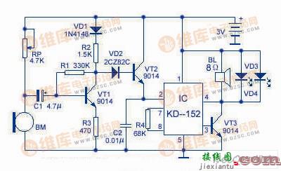 声控门铃和声控玩具电路图  第1张