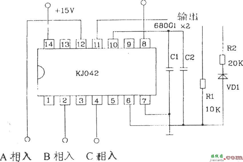 脉冲列调制形成器KJ042外电路连接图  第3张