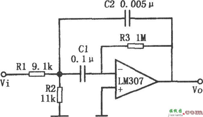 低Q值高增益带通滤波器(LM307)  第1张