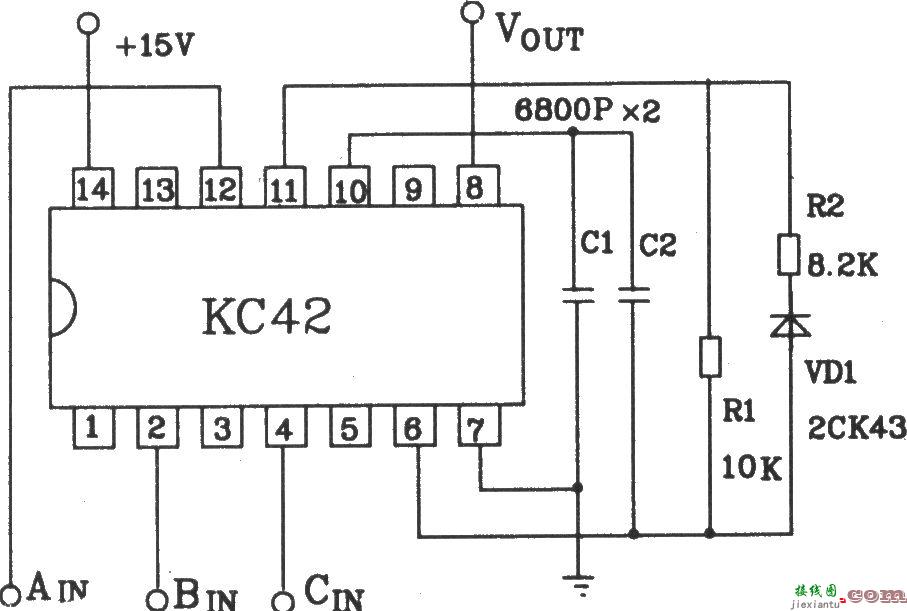 脉冲列调制形成器KC42应用电路图  第2张