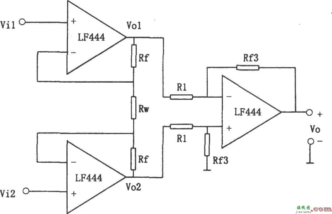 LF444构成的改进型同相并联减法电路  第1张