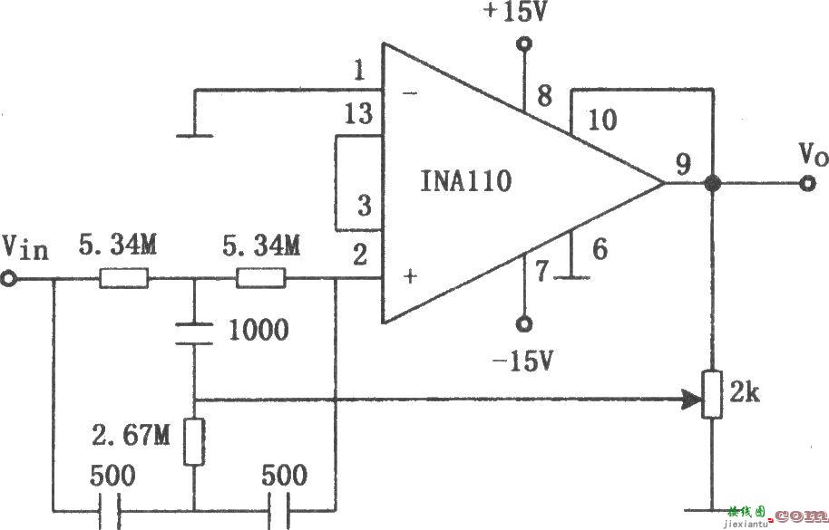 INA110构成的60Hz输入陷波滤波器  第1张