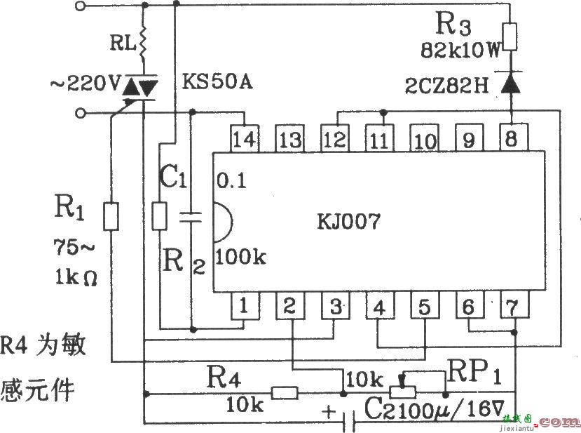 可控硅过零触发器KJ007零电流触发电路图  第2张