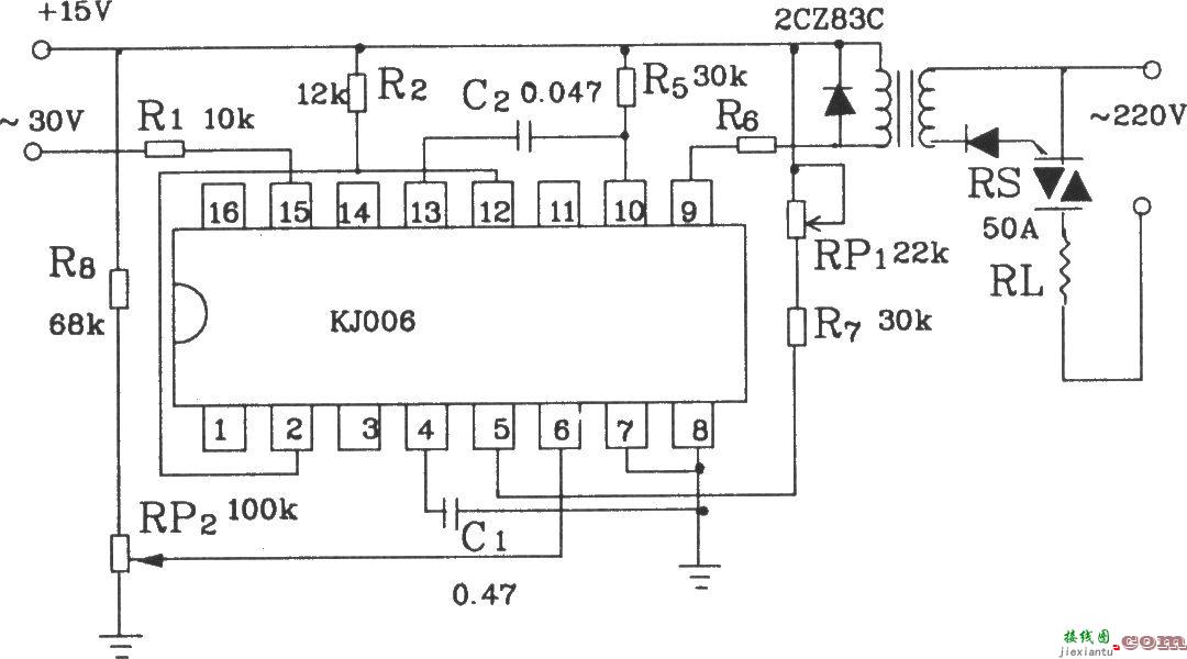 可控硅移相触发器KJ006外电路接线图  第2张