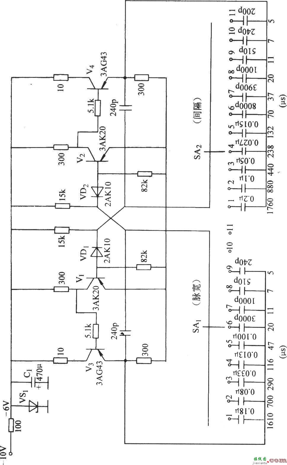 脉冲宽度分档调节的无稳态电路  第1张