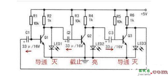 LED循环闪光电路原理  第4张