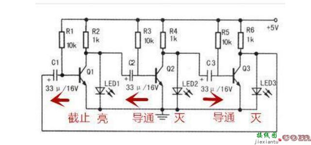 LED循环闪光电路原理  第6张