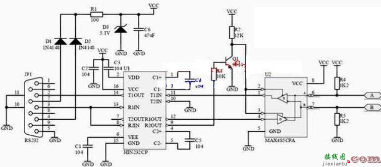 232转485转换器原理图  第1张