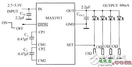 MAX1913驱动白光LED电路图  第1张