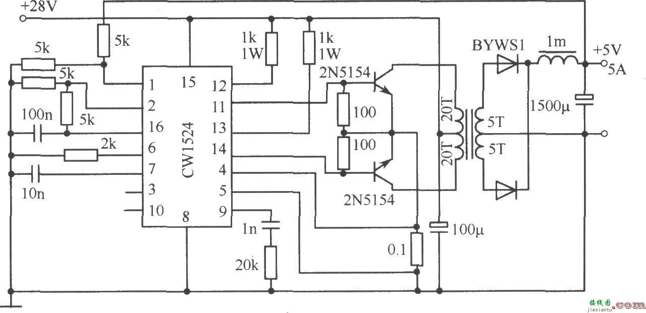 由CW1524组成的推挽式开关稳压电源电路  第1张
