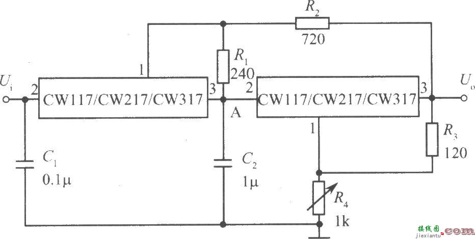 两只CW117／CW217／CW317构成跟踪式集成稳压电源  第1张