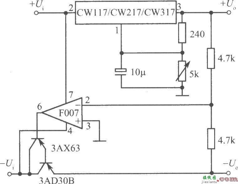 CW117／CW217／CW317构成正、负输出电压跟踪的集成稳压电源之一  第1张