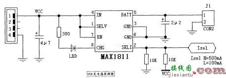 MAX1811 USB手机应急充电电路  第1张