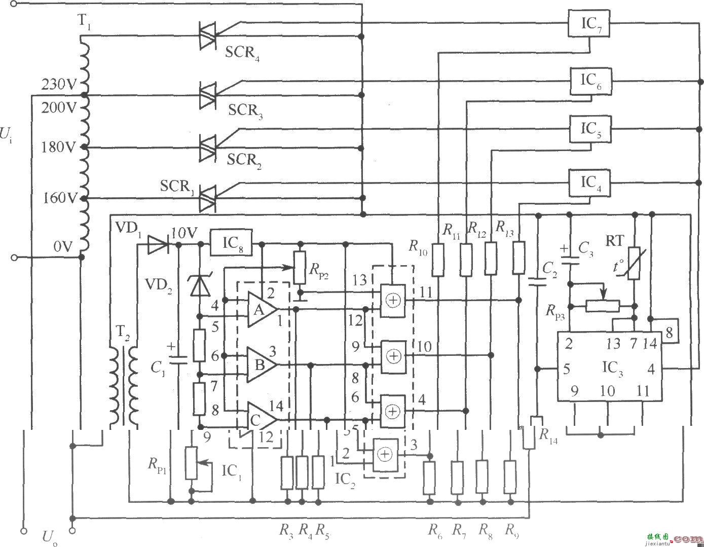 由集成电路和双向可控硅构成的自动调压式稳压电源电路  第1张