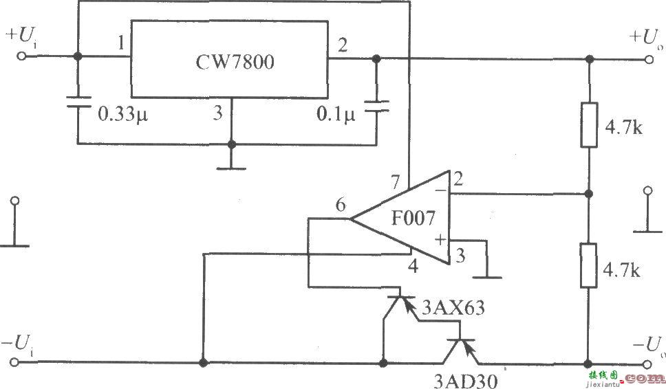 由CW7800和F007构成的跟踪式集成稳压电源电路  第1张