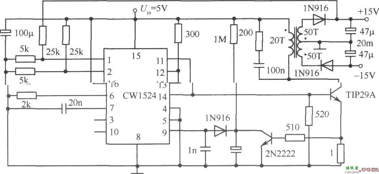 由CW1524组成的单端反激式集成开关稳压电源电路  第1张