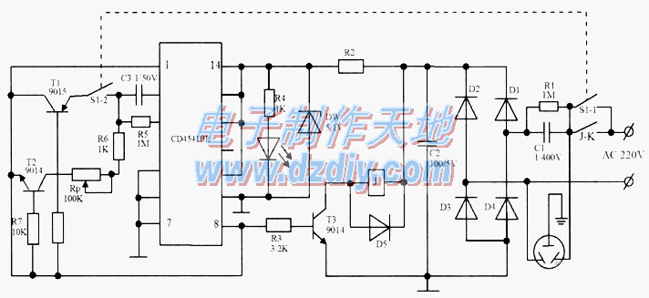 采用CD4541BE制作的延时断电开关电路  第1张