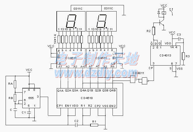 CD4518循环定时器电路  第1张