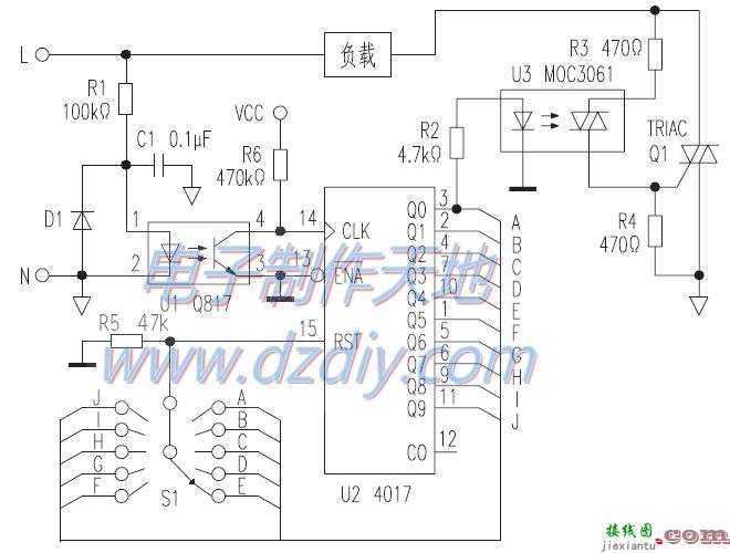 CD4017多挡可控硅调温电路  第1张