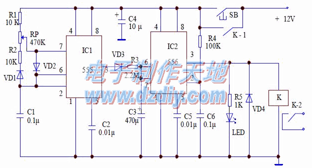 用两个NE555制作长时间定时电路  第1张