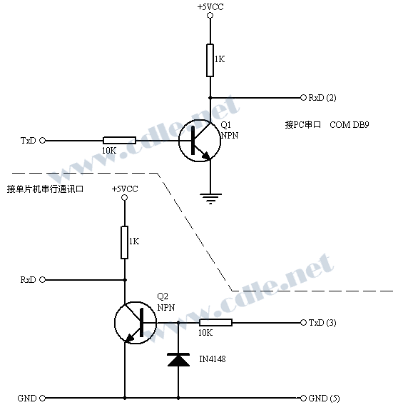 简单的RS232C/TTL电平转换和串口取电  第3张