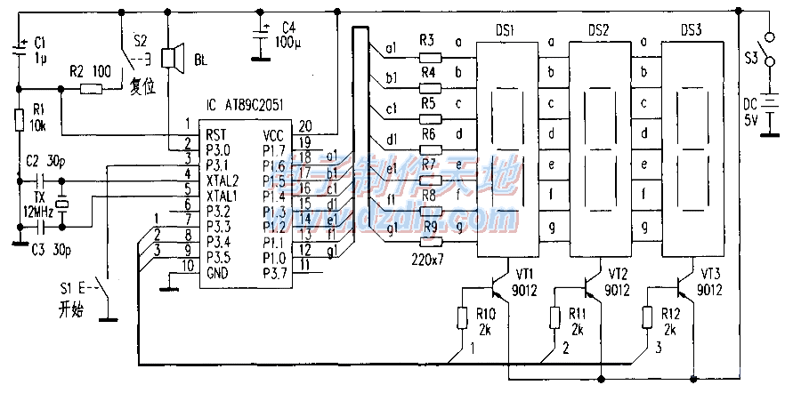 用单片机AT89C2051制作的倒计时器  第1张