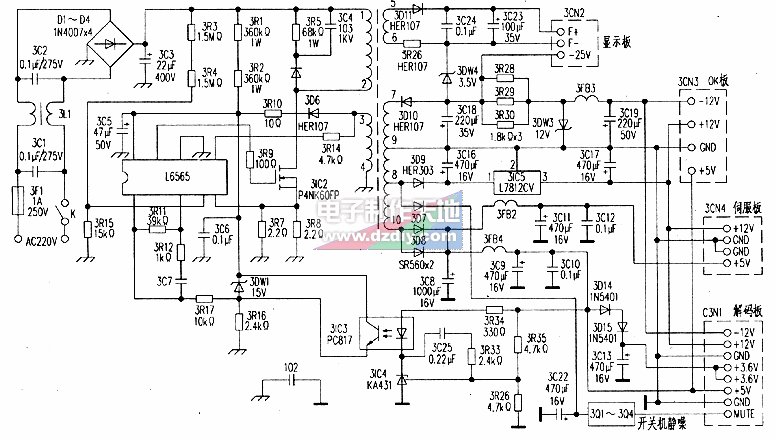 奇声DVD电源电路图  第1张